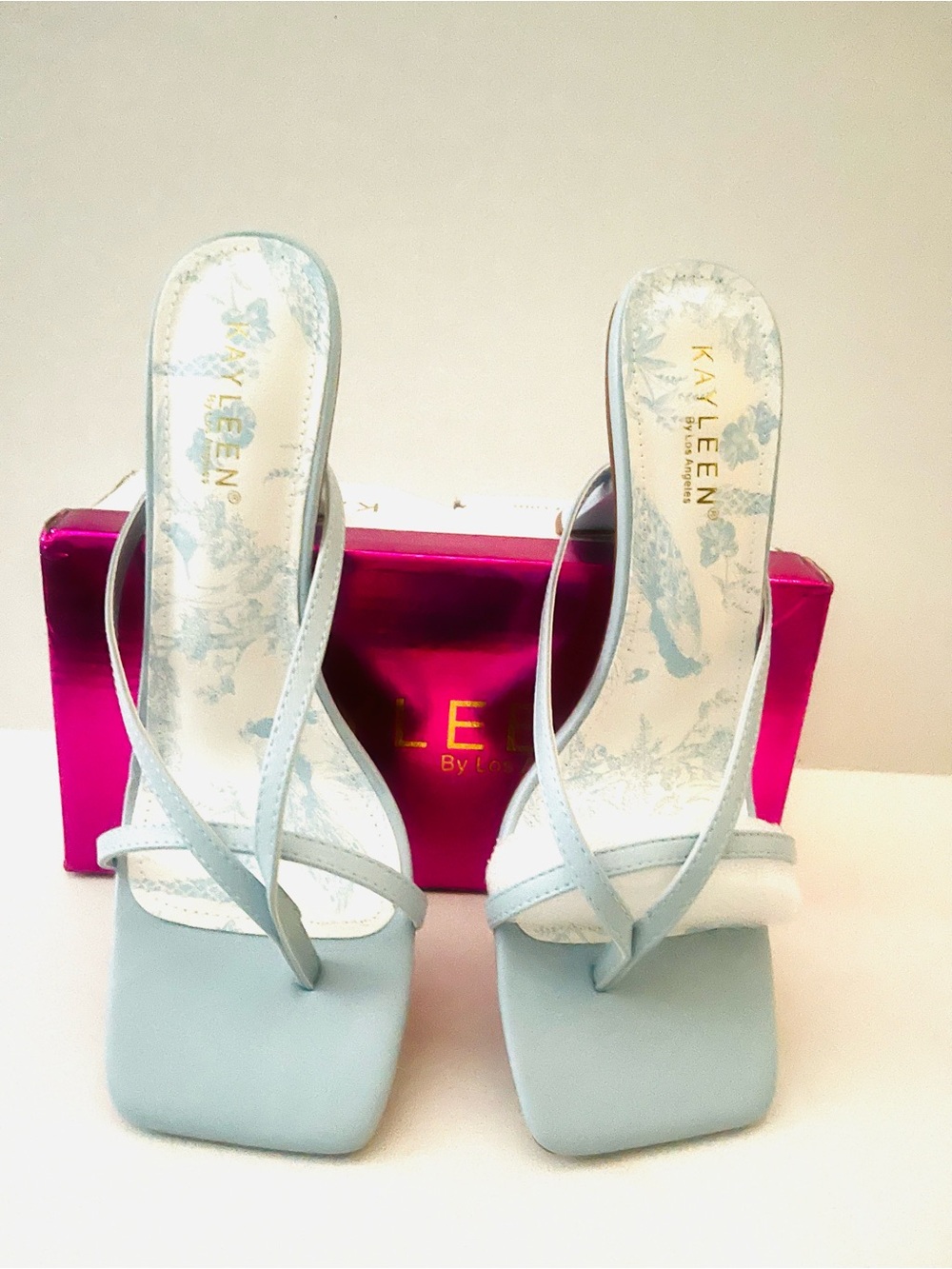 Kayleen by Los Angeles Light Blue Strappy Kitten Heel Sandals - Picture 5 of 5